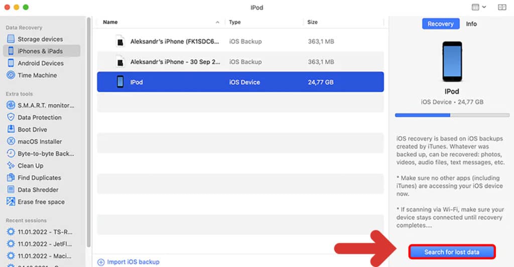 khôi phục ảnh đã xóa trên iPhone bằng Disk Drill