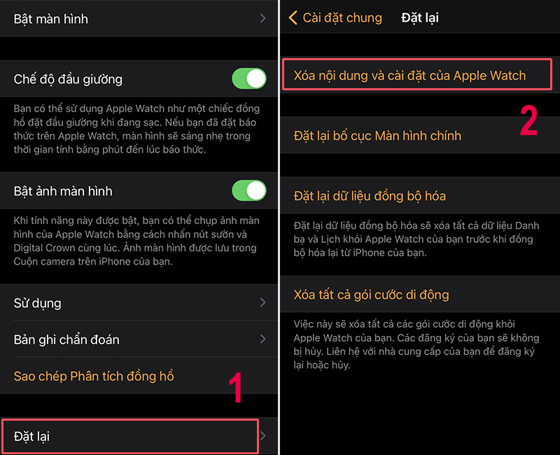 cách reset Apple Watch
